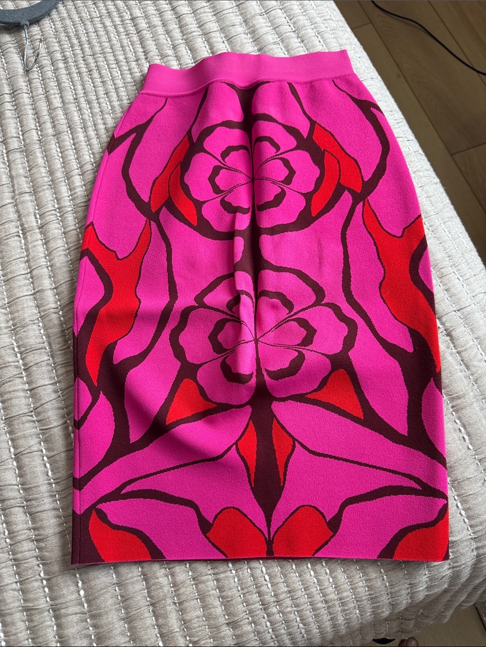 Alexander McQueen Hot Pink Floral-Print Pencil Skirt